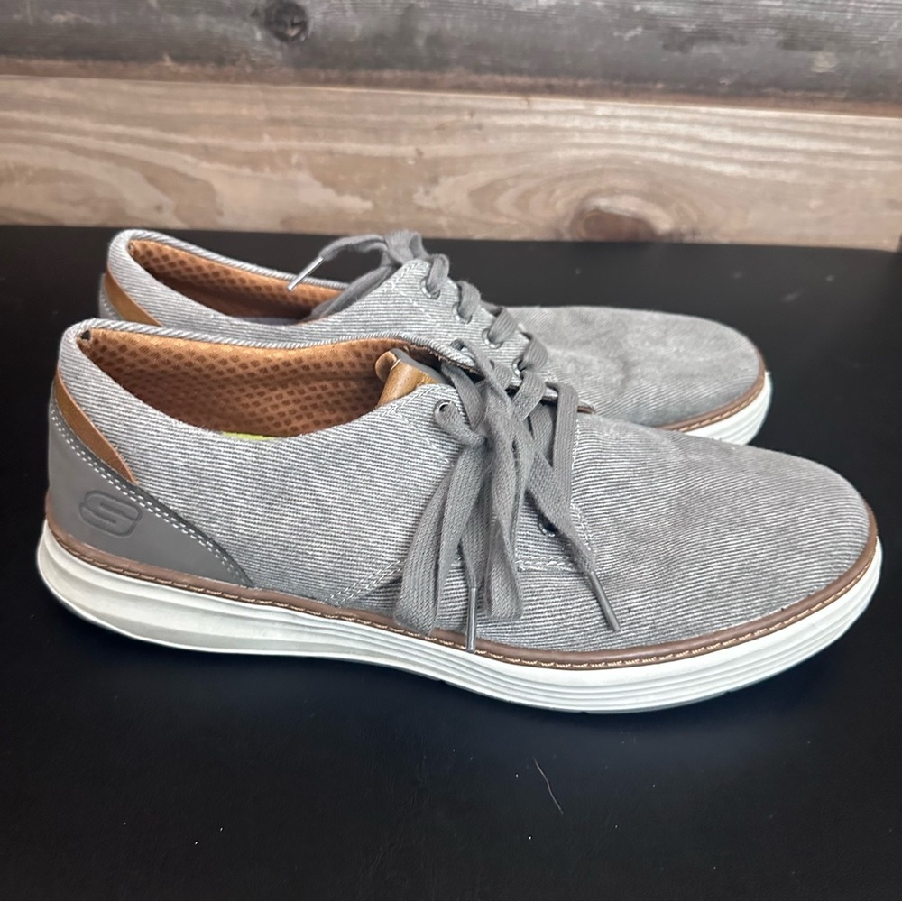 Skechers Mens Moreno Canvas Oxford Shoes 10.5 Business Casual Memory Foam Insole - Picture 4 of 11